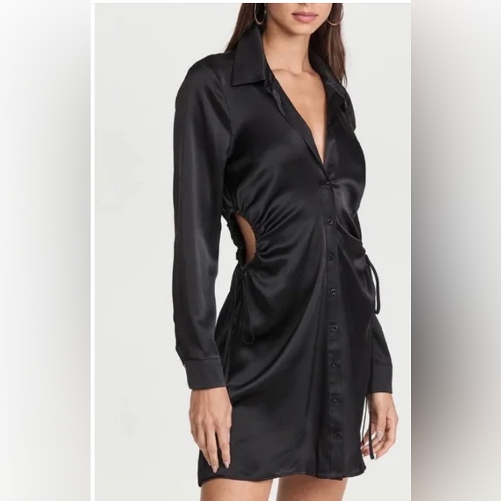 Black Satin Wayfair, size small, Button-Up Dress